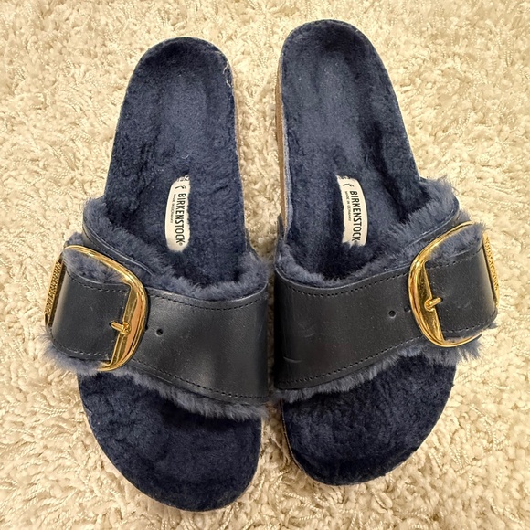 Birkenstock Women NEW!!!  Birkenstock Madrid Sherpa Navy Big Buckle size 42